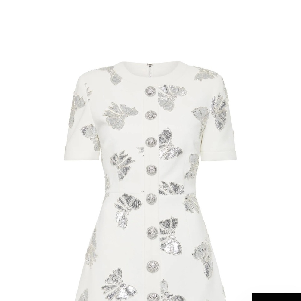 Elegant White Dress with Silver Accents BRAND NEW - Picture 2 of 4